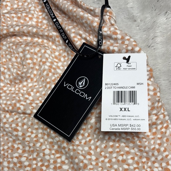 Volcom Cream Tan Sequin Tie Front Camisole - Picture 7 of 7